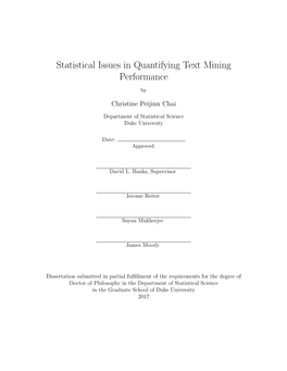 Statistical Issues in Quantifying Text Mining Performance