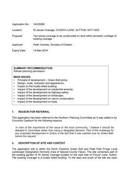 Two Storey Vicarage to Be Constructed on Land Within Domestic Curtilage of Existing Vicarage