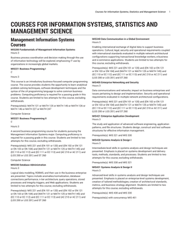 Courses for Information Systems, Statistics and Management Science 1