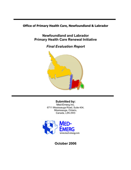 Newfoundland and Labrador Primary Health Care Renewal Evaluation