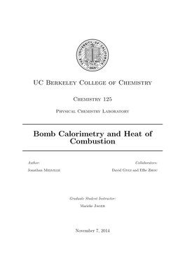 Bomb Calorimetry and Heat of Combustion