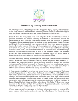 Statement by the Iraqi Women Network