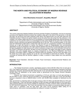 The North and Political Economy of Nigeria Revenue Allocation in Nigeria