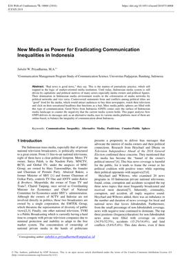 New Media As Power for Eradicating Communication Inequalities in Indonesia