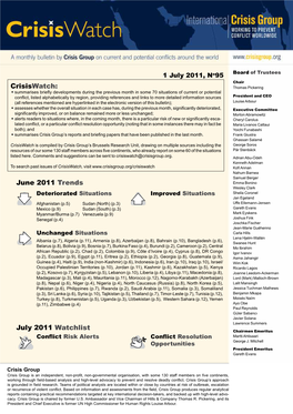 June 2011 Trends July 2011 Watchlist Crisiswatch