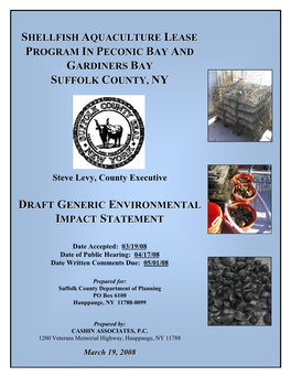 Shellfish Aquaculture Lease Program in Peconic Bay and Gardiners Bay Suffolk County, Ny