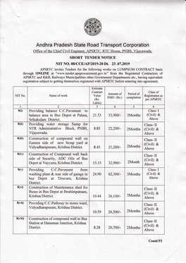 Andhra Pradesh State Road Transport Corporation Office of the Chief Civil Engineer
