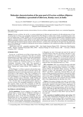 Molecular Characterization of the Gene Pool of Exorista Sorbillans (Diptera