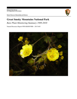 Great Smoky Mountains National Park Rare Plant Monitoring Summary 1989-2010