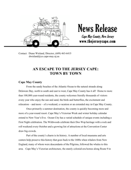 News Release Cape May County, New Jersey