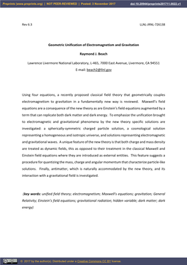 Geometric Unification of Electromagnetism and Gravitation