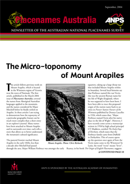 The Micro-Toponomy of Mount Arapiles