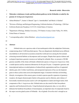 Molecular Evolutionary Trends and Biosynthesis Pathways in the Oribatida Revealed by the Genome of Archegozetes Longisetosus