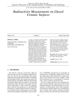 Radioactivity Measurements on Glazed Ceramic Surfaces