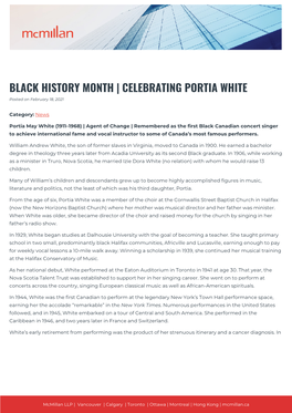 CELEBRATING PORTIA WHITE Posted on February 18, 2021