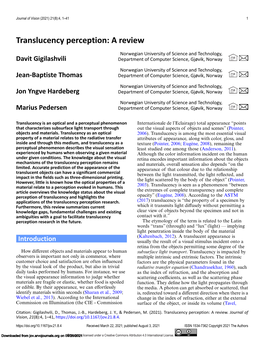 Translucency Perception: a Review