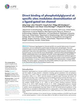 Direct Binding of Phosphatidylglycerol at Specific Sites Modulates