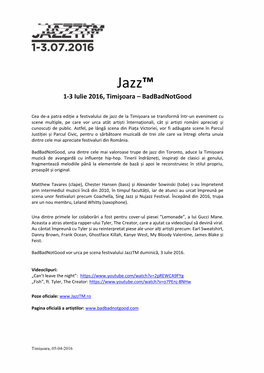 Comunicat De Presă Jazztm 2016