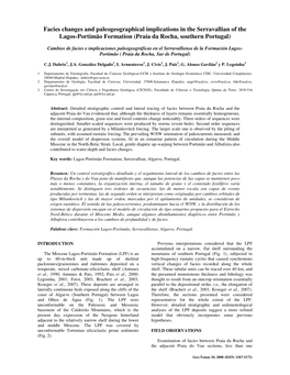Facies Changes and Paleogeographical Implications in the Serravallian of the Lagos-Portimão Formation (Praia Da Rocha, Southern Portugal)