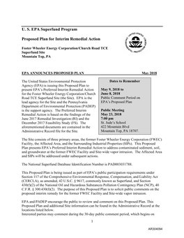 Proposed Plan for Interim Remedial Action