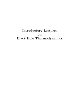 Introductory Lectures on Black Hole Thermodynamics