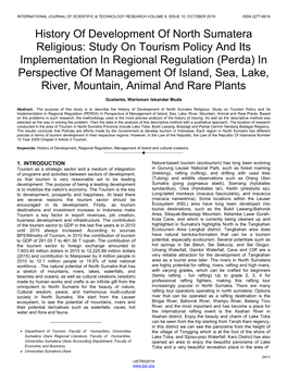 History of Development of North Sumatera Religious: Study On