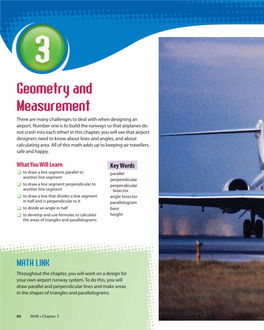 Geometry and Measurement Key Words 3.1 3.2 3.3 3.4 3.5 What I Need to Work On