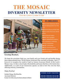 The Mosaic Diversity Newsletter Volume 1 | Issue 2 | April 15, 2020