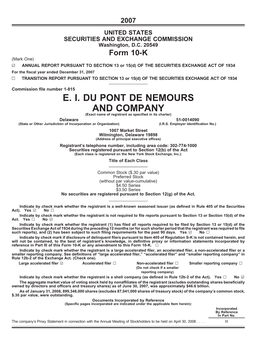 E. I. Du Pont De Nemours and Company