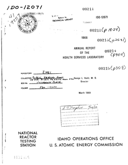 Idaho Operations Office U. S. Atomic Energy Commission