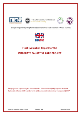 Final Evaluation Report for the INTEGRATE PALLIATIVE CARE PROJECT