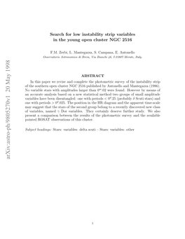 Search for Low Instability Strip Variables in the Young Open Cluster