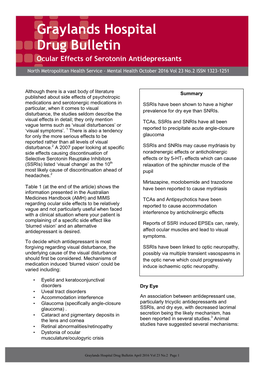 Ocular Effects of Serotonin Antidepressants