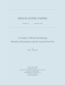 A Complex of Ritual and Ideology Shared by Mesoamerica and the Ancient Near East