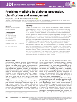 Precision Medicine in Diabetes Prevention, Classification And