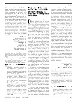 Objective Evidence for the Reversibility of Nerve Injury In