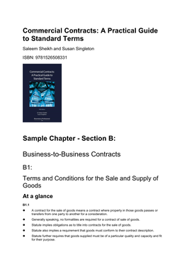Commercial Contracts: a Practical Guide to Standard Terms