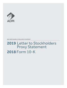 2019 Letter to Stockholders Proxy Statement 2018 Form 10-K