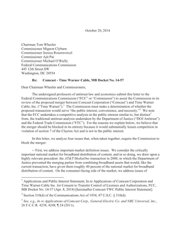 Professors Letter to FCC Re Comcast-TWC