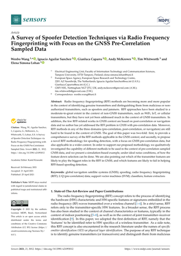 A Survey of Spoofer Detection Techniques Via Radio Frequency Fingerprinting with Focus on the GNSS Pre-Correlation Sampled Data