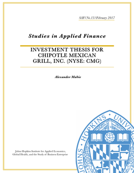 Investment Thesis for Chipotle Mexican Grill, Inc