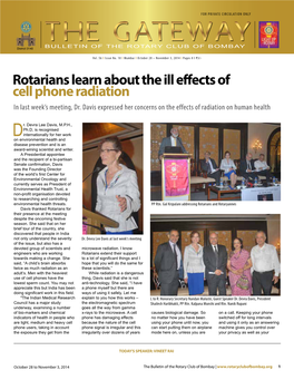 Rotarians Learn About the Ill Effects of Cell Phone Radiation in Last Week’S Meeting, Dr