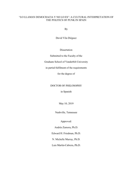 “Lo Llaman Democracia Y No Lo Es”: a Cultural Interpretation of the Politics of Punk in Spain