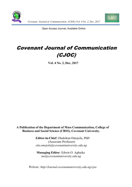 Covenant Journal of Communication (CJOC) Vol