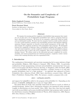 On the Semantics and Complexity of Probabilistic Logic Programs