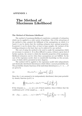 The Method of Maximum Likelihood