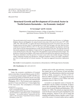 Structural Growth and Development of Livestock Sector in North-Eastern Karnataka – an Economic Analysis§