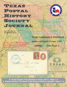 Texas Postal History Society Journal, Vol