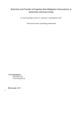 Retention and Transfer of Cognitive Bias Mitigation Interventions: a Systematic Literature Study