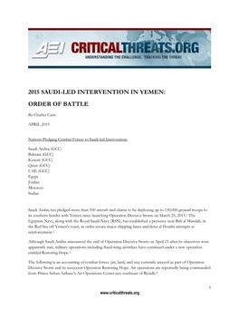 2015 Saudi-Led Intervention in Yemen: Order of Battle